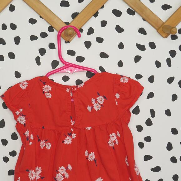 Old Navy Red Floral Print Short Sleeve Baby Top - Picture 4 of 6